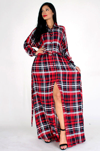 Plaid "a-line" Maxi Dress