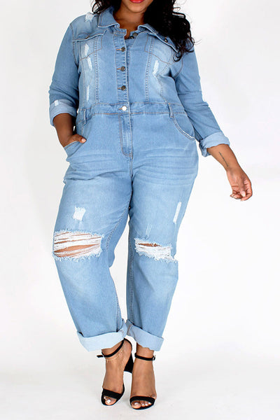 Denim Relaxed Fit Jumpsuit