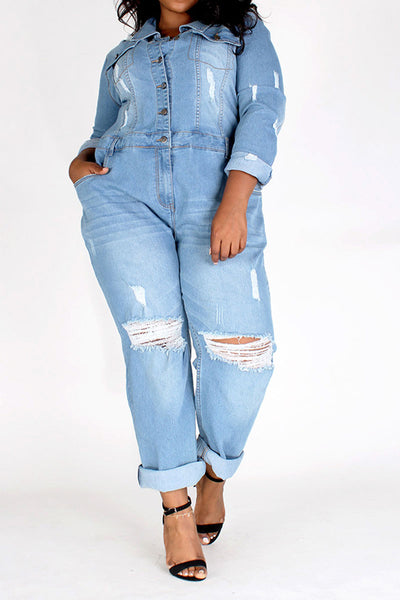 Denim Relaxed Fit Jumpsuit