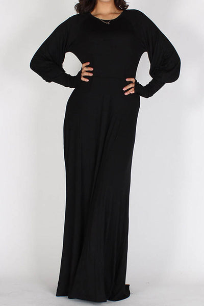 Black Maxi Dress with Extended Cuff