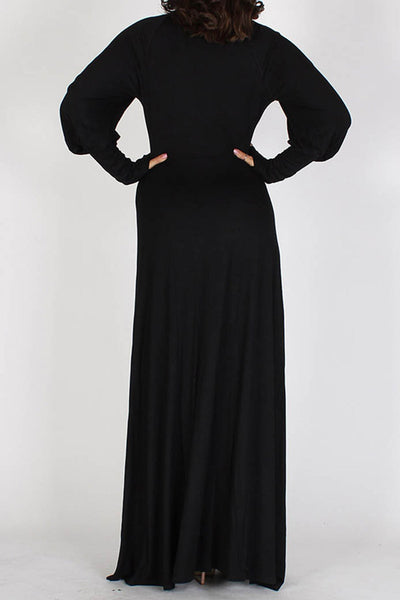 Black Maxi Dress with Extended Cuff