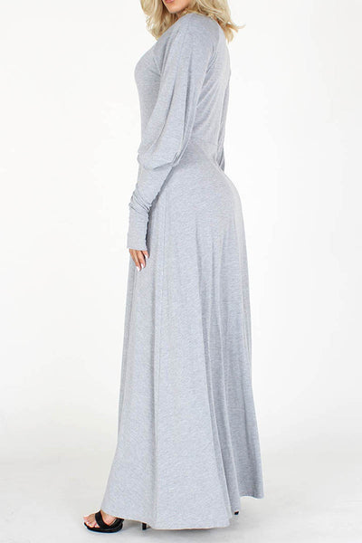 Grey Maxi Dress with Extended Cuff