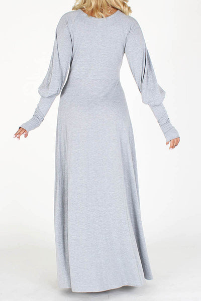 Grey Maxi Dress with Extended Cuff