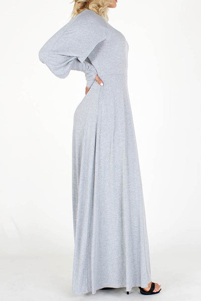 Grey Maxi Dress with Extended Cuff