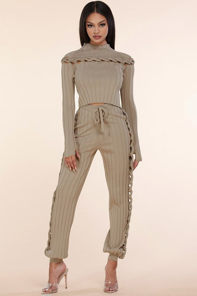 Tan Knit Jogger Set by Latiste