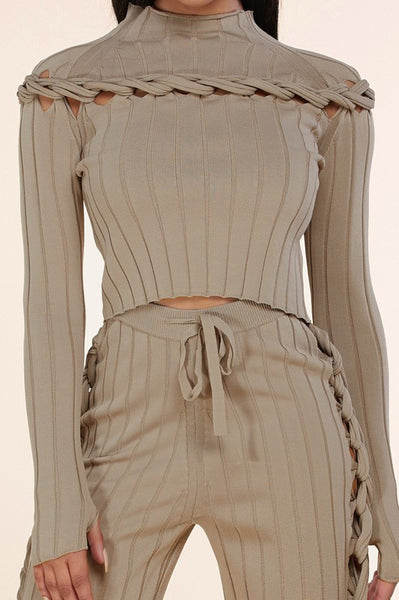 Tan Knit Jogger Set by Latiste