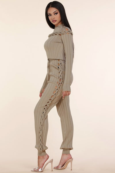 Tan Knit Jogger Set by Latiste