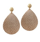 Reptile Print Teardrop Earrings (Beige)