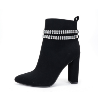 Womens Nubuck Ankle Boots with Crystal Chain Accent.