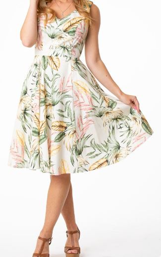 Palm Print Sleeveless Sundress
