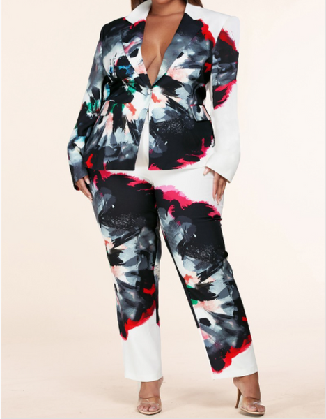 Watercolor 2pc Pants Set by Latiste- Plus Size