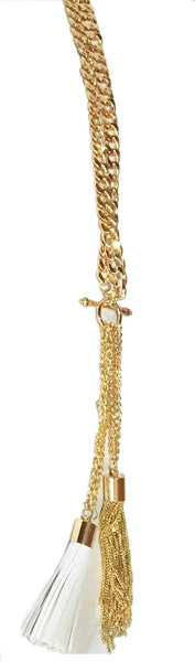 Leather Tassel Chain Necklace